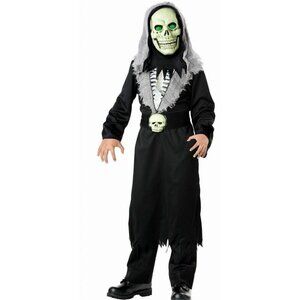 Boys Youth LIGHT UP REAPER Halloween Costume Size Sm 4/6 Hooded Skeleton NWT